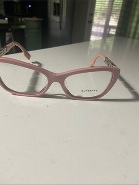 Burberry Pink Cat-Eye Eyeglasses with Gold-Accented Temples